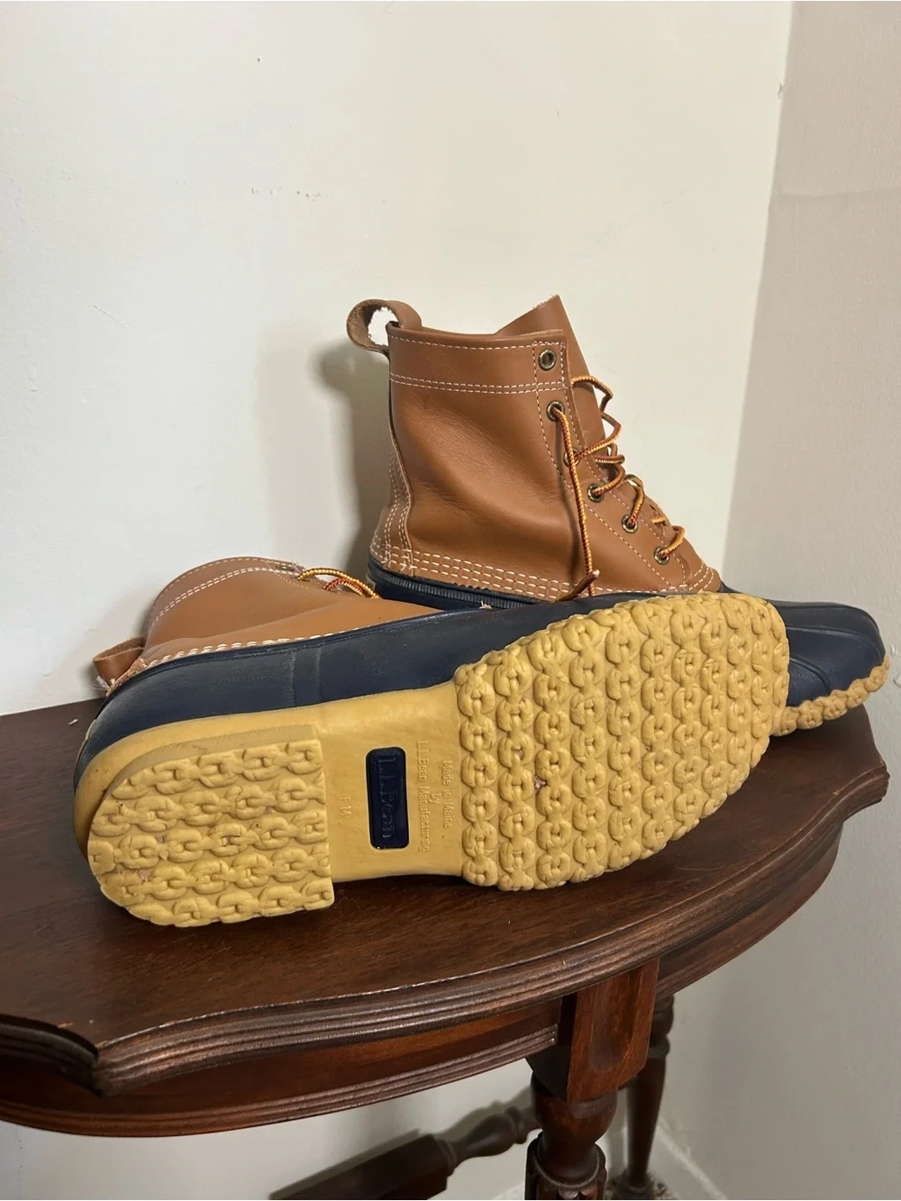 L.L. Bean Brown and Navy Men's Waterproof Duck Boots